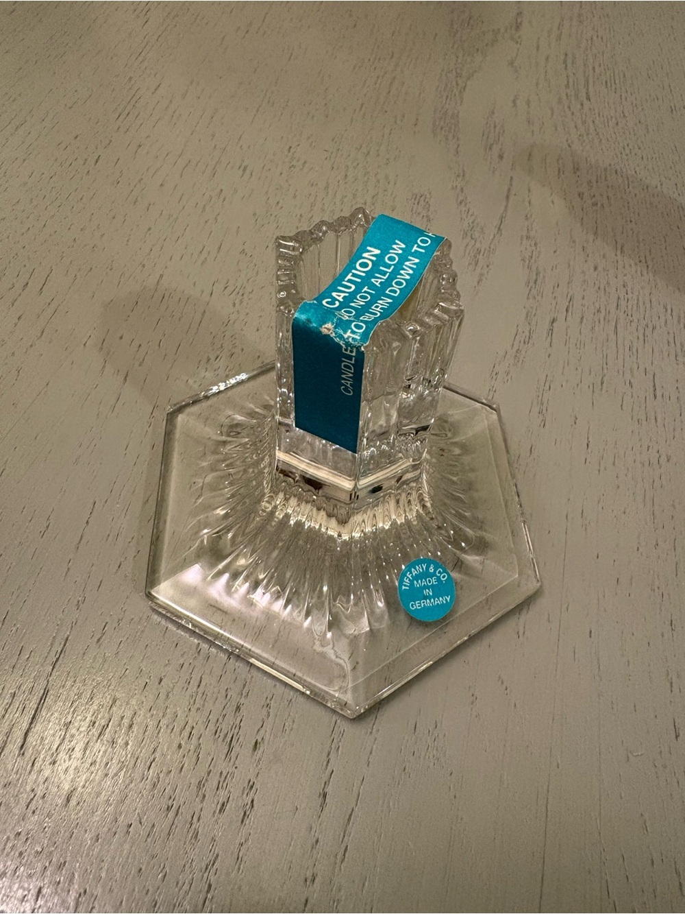 Tiffany & Co Crystal Taper Candlestick Holder Hexagonal Base Germany
